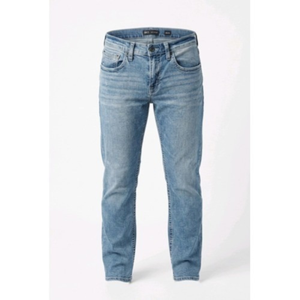 BKE Jake Straight Jeans Mens 32x34 Blue Light Wash Stretch Denim Buckle Casual